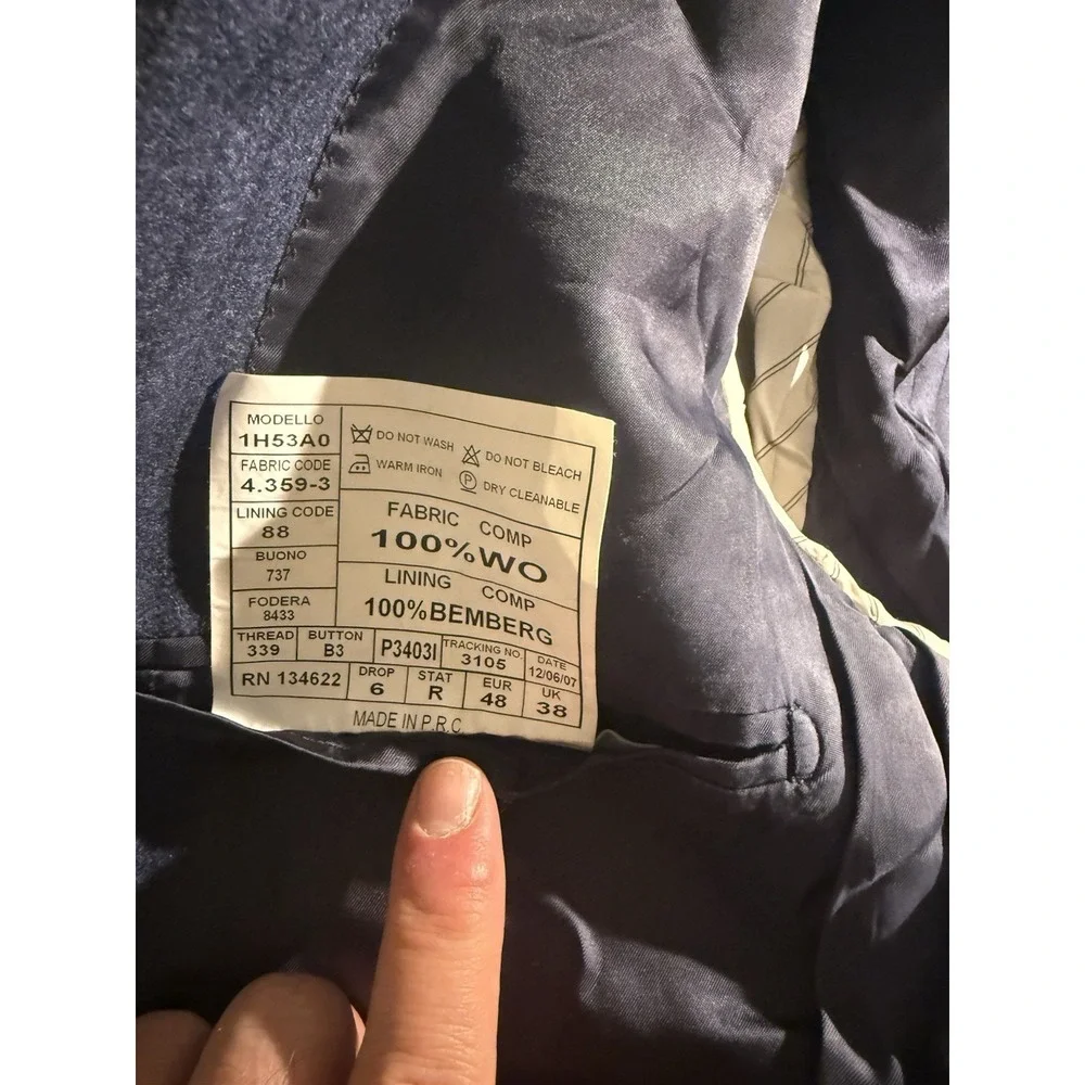 SuiteSupply Blazer Men's 48R‎ Navy Stripe Wool Jacket Coat Vitale Barberis